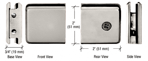 CRL Polished Nickel Beveled Style Notch-in-Glass Fixed Panel U-Clamp | BGCU1PN