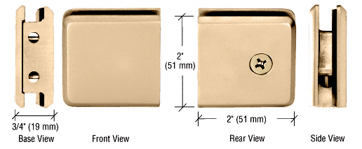 CRL Satin Brass Beveled Style Notch-in-Glass Fixed Panel U-Clamp | BGCU1SB