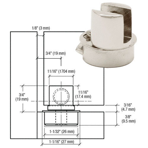 C.R. Laurence CRL Brushed Nickel Beretta Barrel Glass Door Hinge | BH02BN