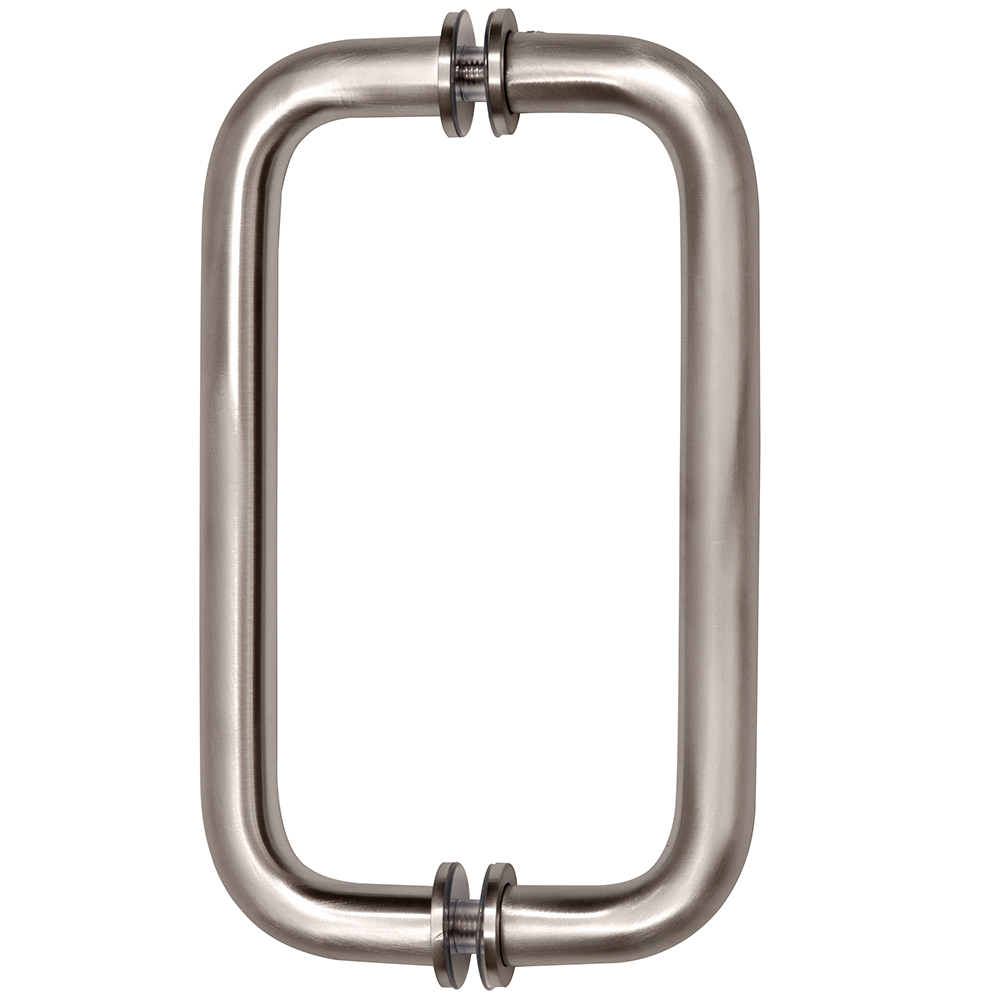CRL 8&quot; Brushed Nickel (BM Series) Tubular Back-To-Back Pull Handle with Metal Washers | BM8X8BN