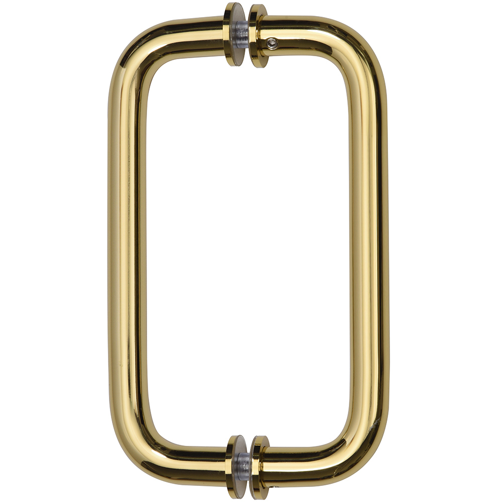 CRL 8&quot; Polished Brass (BM Series) Tubular Back-To-Back Pull Handle with Metal Washers | BM8X8BR