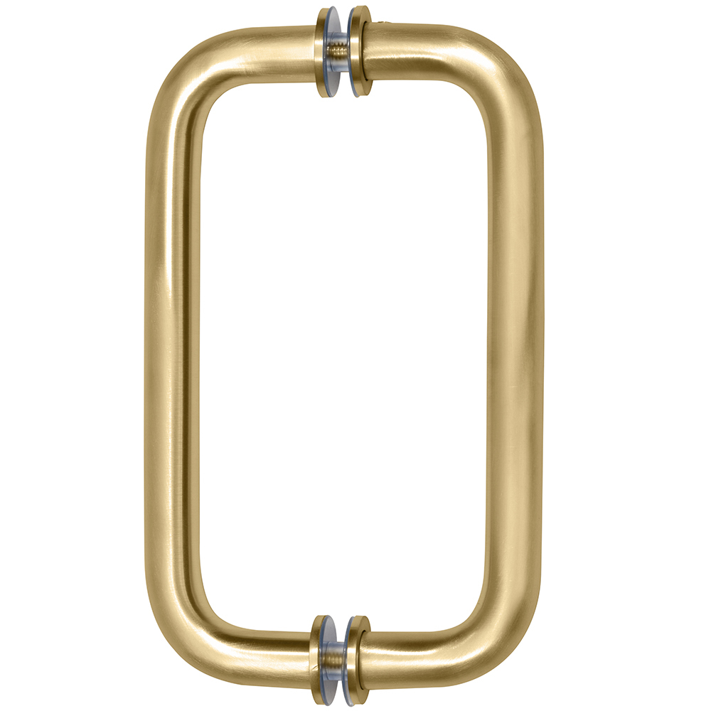 CRL 8&quot; Satin Brass (BM Series) Tubular Back-To-Back Pull Handle with Metal Washers | BM8X8SB