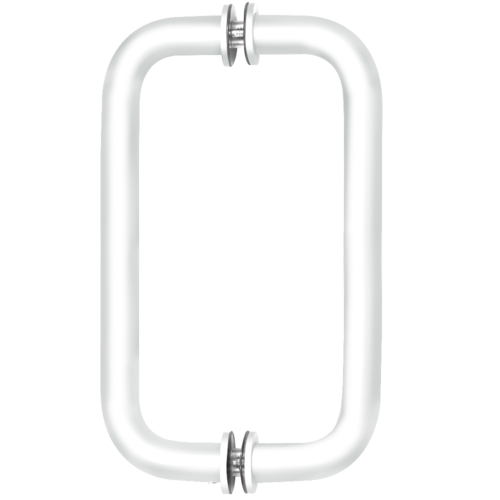 CRL 8&quot; White (BM Series) Tubular Back-To-Back Pull Handle with Metal Washers | BM8X8W