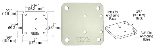 C.R. Laurence CRL Oyster White 5&quot; x 5&quot; Offset Base Plate | BP050W