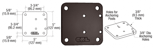 C.R. Laurence CRL Bronze 5&quot; x 5&quot; Offset Base Plate | BP05BRZ