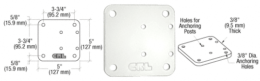 C.R. Laurence CRL Sky White 5&quot; x 5&quot; Offset Base Plate | BP05W