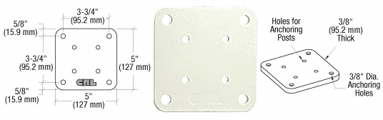 C.R. Laurence CRL Oyster White 5&quot; X 5&quot; Square Base Plate | BP50W