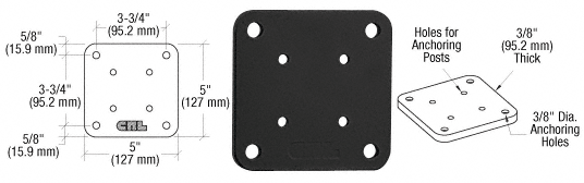 C.R. Laurence CRL Matte Black 5&quot; X 5&quot; Square Base Plate | BP5BL