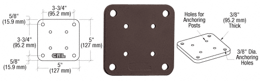 C.R. Laurence CRL Matte Bronze 5&quot; X 5&quot; Square Base Plate | BP5BRZ