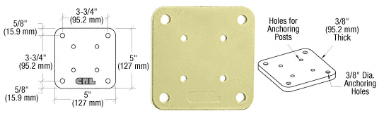 C.R. Laurence CRL Chromate (Unfinished) 5&quot; X 5&quot; Square Base Plate | BP5CRM