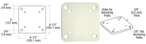 C.R. Laurence CRL Oyster White 6-1/2&quot; X 6-1/2&quot; Square Base Plate | BP60W