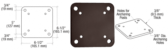 C.R. Laurence CRL Matte Bronze 6-1/2&quot; X 6-1/2&quot; Square Base Plate | BP6BRZ