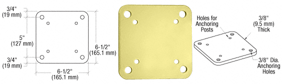C.R. Laurence CRL Chromate (Unfinished) 6-1/2&quot; X 6-1/2&quot; Square Base Plate | BP6CRM