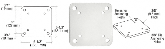 C.R. Laurence CRL Sky White 6-1/2&quot; X 6-1/2&quot; Square Base Plate | BP6W