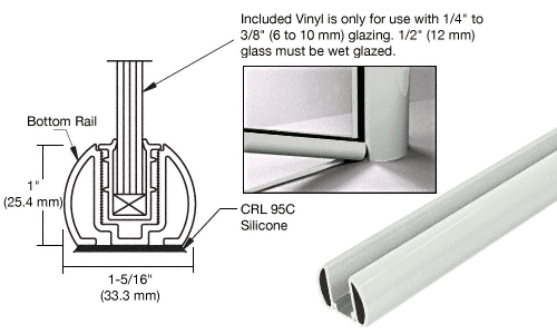 C.R. Laurence CRL  Agate Gray Bottom Rail Only for the Aluminum Windscreen System - 20 ft 1 in long  | BR194AGY