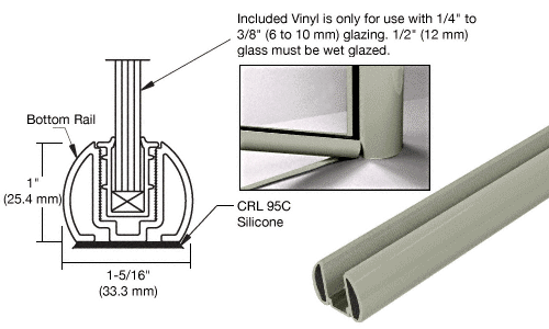 C.R. Laurence CRL  Beige Gray Bottom Rail Only for the Aluminum Windscreen System  - 20 ft 1 in long  | BR194BGY