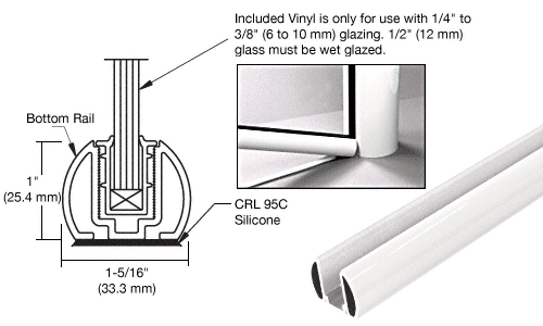 C.R. Laurence CRL Sky White Bottom Rail Only for the Aluminum Windscreen System - 20 ft 1 in long  | BR194W