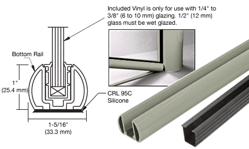C.R. Laurence CRL AWS 36&quot; Beige Gray Bottom Rail Kit with Rigid Glazing Vinyl | BR36KBGY