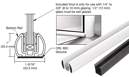 C.R. Laurence CRL AWS 60&quot; Sky White Bottom Rail Kit with Rigid Glazing Vinyl | BR60KW