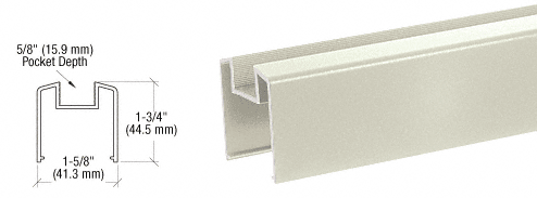 C.R. Laurence CRL Oyster White 200, 300, 350, and 400 Series Bottom Rail for Glass - 20 ft Long | BRGLS0W