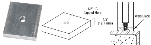 C.R. Laurence CRL 2-1/2&quot; x 2-3/4&quot; x 1/2&quot; Weld Blocks for 3/4&quot; Base Shoe - Package | BSWB712