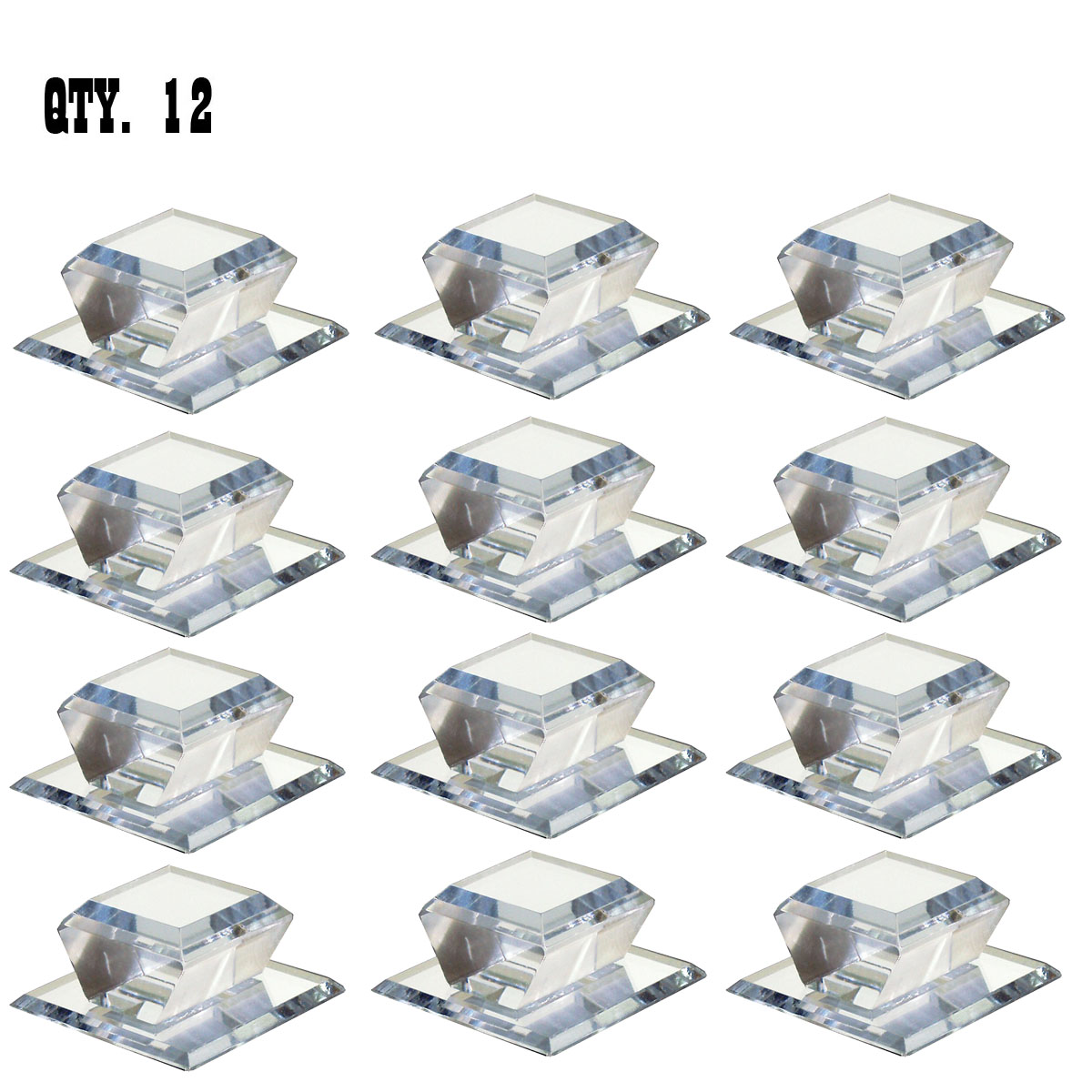 Clear Acrylic Beveled Stick-On Mirror Knob | BWKC3 | Pack of 12 | BWKC312