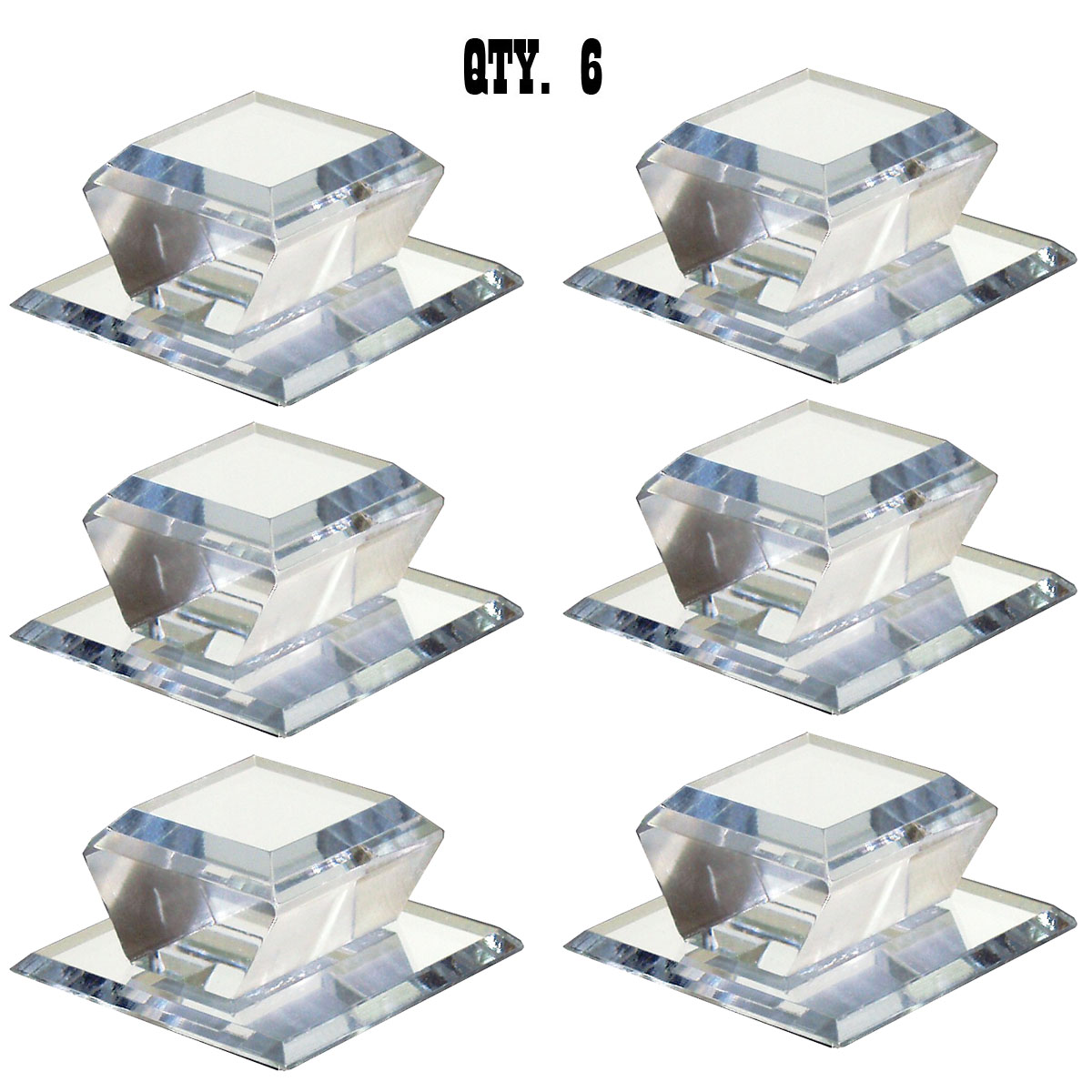 Clear Acrylic Beveled Stick-On Mirror Knob | BWKC3 | Pack of 6 | BWKC36