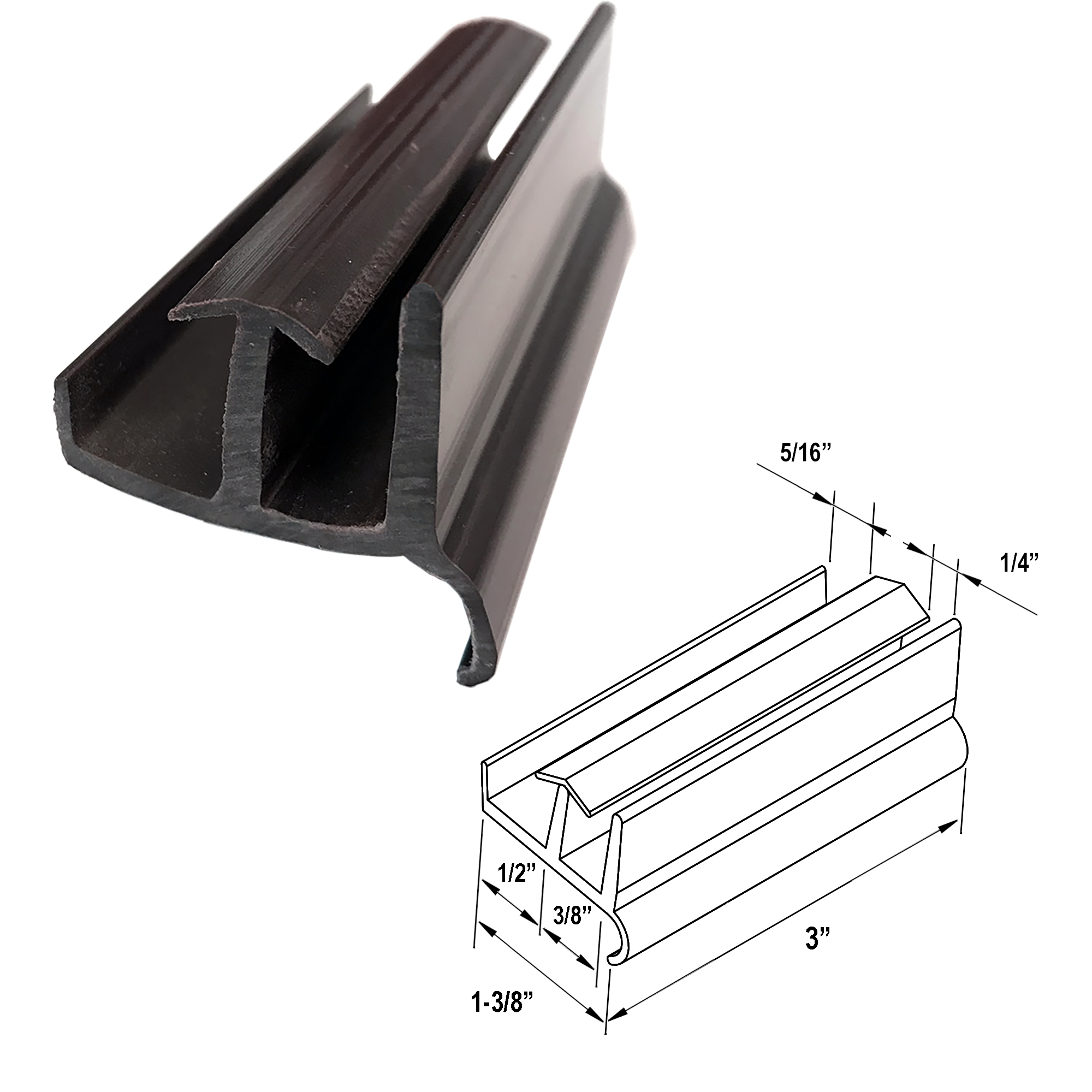 Gordon Glass™ Brown Sliding Shower Door Bottom Guide 1-3/8&quot; Wide x 3&quot; Long | JFAB