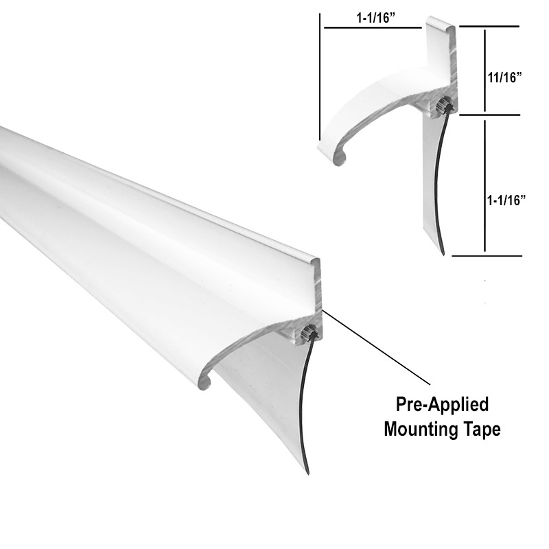 Framed Shower Door Replacement Drip Rail | White Framed Shower Door Replacement Bottom Deflector with Vinyl Sweep | FSDSC612W