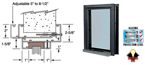 C.R. Laurence CRL Duranodic Bronze Aluminum Clamp-On Frame Interior Glazed Exchange Window with 12&quot; Shelf and Deal Tray | C01W12DU