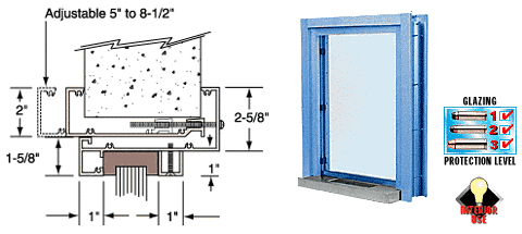 C.R. Laurence CRL Kynar Painted (Specify) Aluminum Clamp-On Frame Interior Glazed Exchange Window With 12&quot; Shelf and Deal Tray | C01W12K
