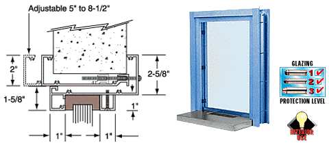 C.R. Laurence CRL Kynar Painted (Specify) Aluminum Clamp-On Frame Interior Glazed Exchange Window With 18&quot; Shelf and Deal Tray | C01W18K