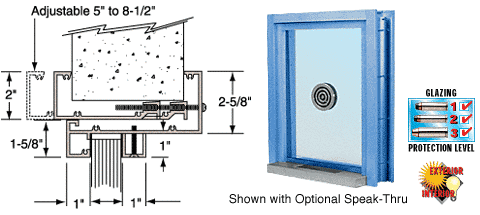 C.R. Laurence CRL Kynar Painted (Specify) Aluminum Clamp-On Frame Exterior Glazed Exchange Window With 12&quot; Shelf and Deal Tray | C0EW12K