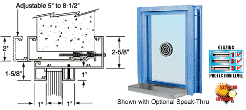 C.R. Laurence CRL Kynar Painted (Specify) Aluminum Clamp-On Frame Exterior Glazed Exchange Window With 18&quot; Shelf and Deal Tray | C0EW18K