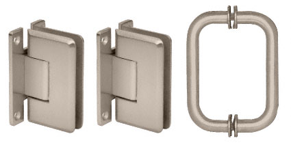 CRL Brushed Nickel Cologne Shower Pull and Hinge Set | C0LS3BN