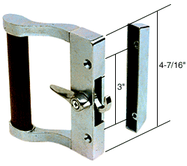 C.R. Laurence Sliding Glass Patio Door Handle Set, Surface Mount  Hook Style,  Aluminum/Wood, 3&quot; Screw Holes | C1023