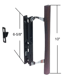 C.R. Laurence CRL Wood/Black Flush Mount Keyed Sliding Glass Door Handle Set with Inside Pull 6-5/8&quot; Screw Holes | C1032