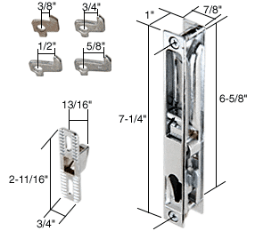 C.R. Laurence CRL Chrome Flush Mount Sliding Glass Door Handle Set 6-5/8&quot; Screw Holes with 4 Hook Assortment | C1045