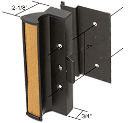 C.R. Laurence CRL Black Clamp-Style Surface Mount Sliding Glass Door Handle 3&quot; Screw Holes for International Doors | C1073