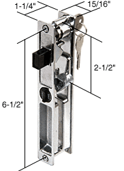 CRL Keyed Chrome Flush Mount Sliding Glass Door Handle Set, 6-1/2&quot; Screw Holes for Crossly Doors | C1074 | C1074