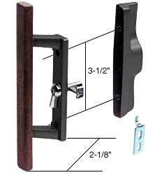 C.R. Laurence Lock Handle Set, Internal Type, 3-1/2&quot; Screw Holes, Wood/Black | C1095