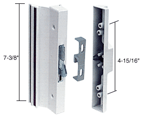 Patio Door Handle, Hook-Style, Surface Mount, 4-15/16&quot; Screw Holes, White | C1118
