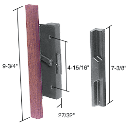 C.R. Laurence CRL Wood/Black Clamp-Style Surface Mount Sliding Glass Door Handle 4-15/16&quot; Screw Holes | C1126