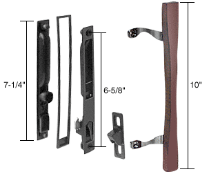C.R. Laurence CRL Wood/Black Flush Mount Sliding Glass Door Handle Set 6-5/8&quot; Screw Holes for Croft Doors | C1130