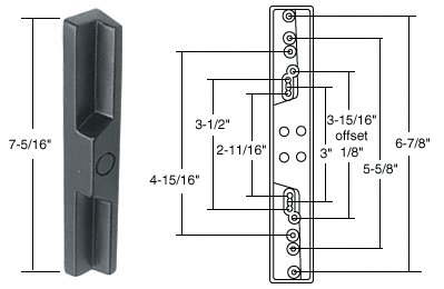 C.R. Laurence CRL Black Outside Pull and Keyed Locking Unit Multiple Screw Hole Patterns | C1139