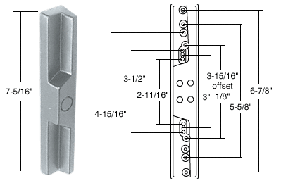 C.R. Laurence CRL Gray Outside Pull and Keyed Locking Unit Multiple Screw Hole Patterns | C1158