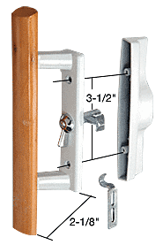 C.R. Laurence CRL Wood/White Internal Lock Handle Set 3-1/2&quot; Screw Holes | C1194