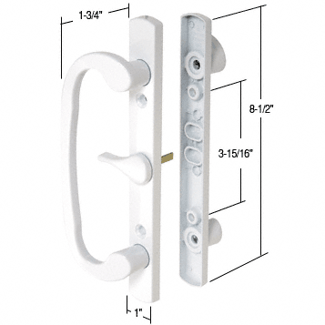 C.R. Laurence CRL White 8-1/2&quot; Mortise-Style Patio Door Handle Set, 3-15/16&quot; Screw Holes | C1317