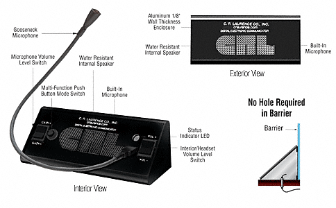 C.R. Laurence CRL 120V AC Black Anodized Counter Top Two-Way Digital Electronic Communicator | C9ABL