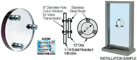 C.R. Laurence CRL Round Level 1 Clear-Vision Bullet Resistant Acryllic Speak-Thru | CAD101